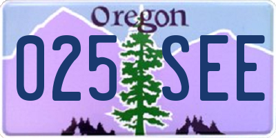 OR license plate 025SEE