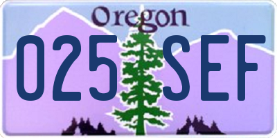 OR license plate 025SEF