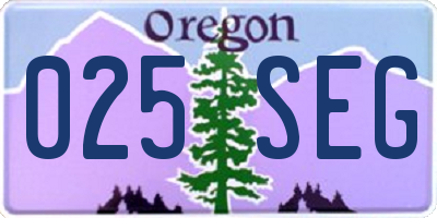 OR license plate 025SEG