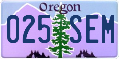 OR license plate 025SEM