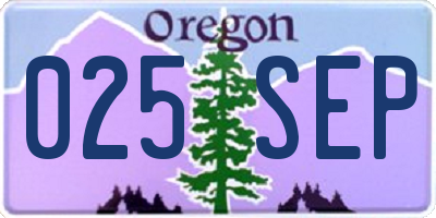 OR license plate 025SEP