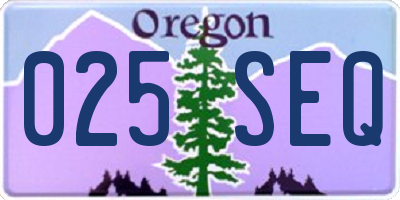 OR license plate 025SEQ
