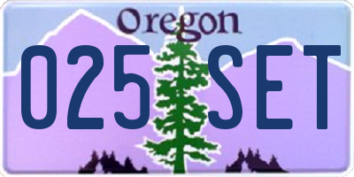 OR license plate 025SET
