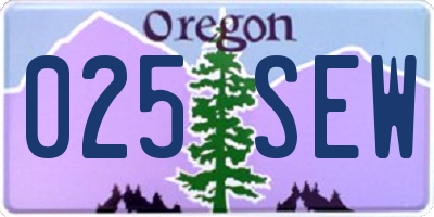 OR license plate 025SEW