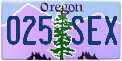 OR license plate 025SEX