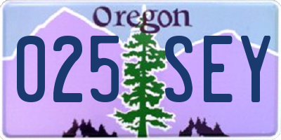 OR license plate 025SEY