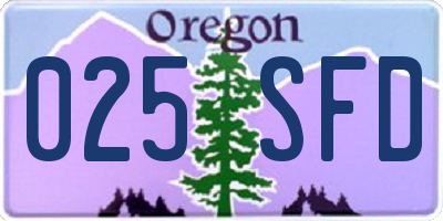 OR license plate 025SFD