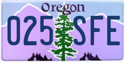 OR license plate 025SFE