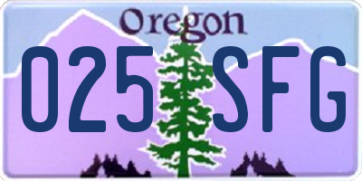 OR license plate 025SFG
