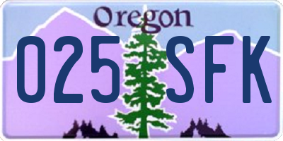 OR license plate 025SFK