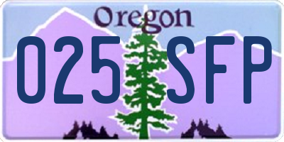OR license plate 025SFP