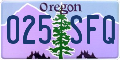 OR license plate 025SFQ