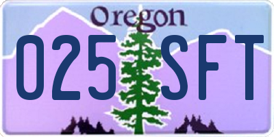 OR license plate 025SFT
