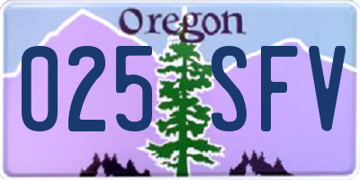 OR license plate 025SFV