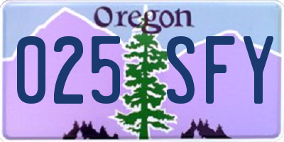 OR license plate 025SFY