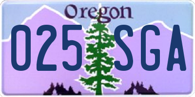 OR license plate 025SGA