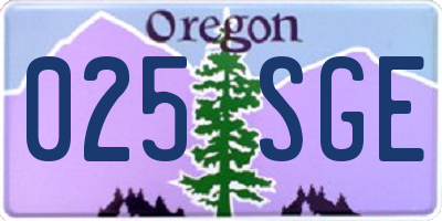 OR license plate 025SGE