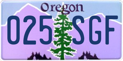 OR license plate 025SGF