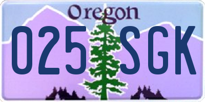OR license plate 025SGK