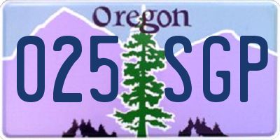 OR license plate 025SGP