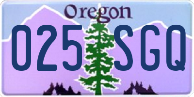 OR license plate 025SGQ