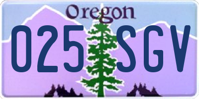 OR license plate 025SGV