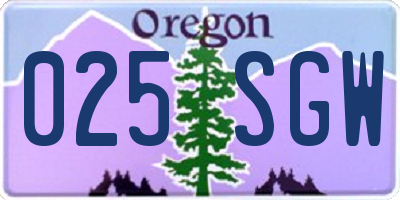 OR license plate 025SGW