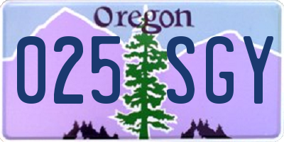 OR license plate 025SGY