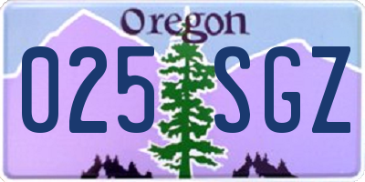 OR license plate 025SGZ
