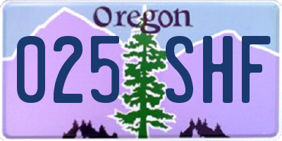 OR license plate 025SHF