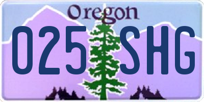 OR license plate 025SHG