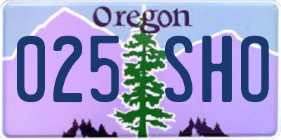 OR license plate 025SHO