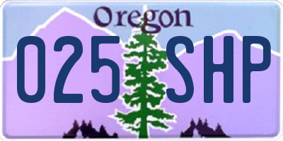 OR license plate 025SHP