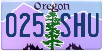 OR license plate 025SHU