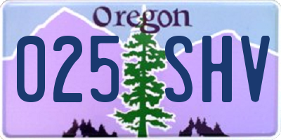 OR license plate 025SHV
