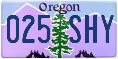 OR license plate 025SHY