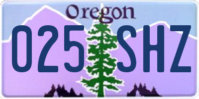 OR license plate 025SHZ