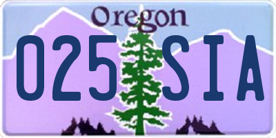 OR license plate 025SIA