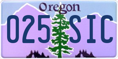 OR license plate 025SIC