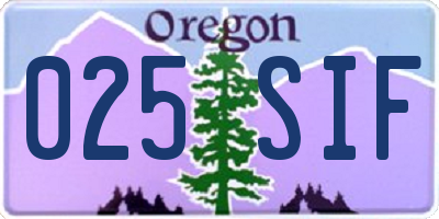 OR license plate 025SIF