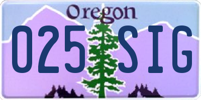 OR license plate 025SIG