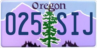 OR license plate 025SIJ