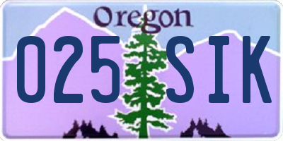 OR license plate 025SIK
