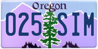 OR license plate 025SIM