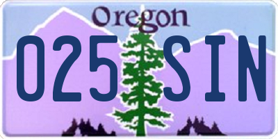 OR license plate 025SIN