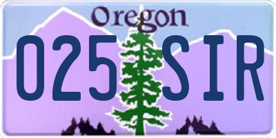 OR license plate 025SIR