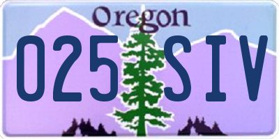OR license plate 025SIV