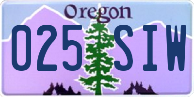 OR license plate 025SIW