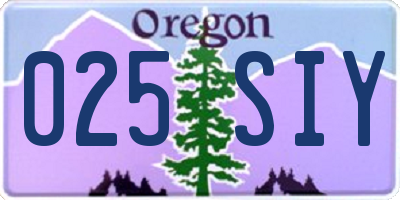 OR license plate 025SIY