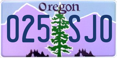 OR license plate 025SJO